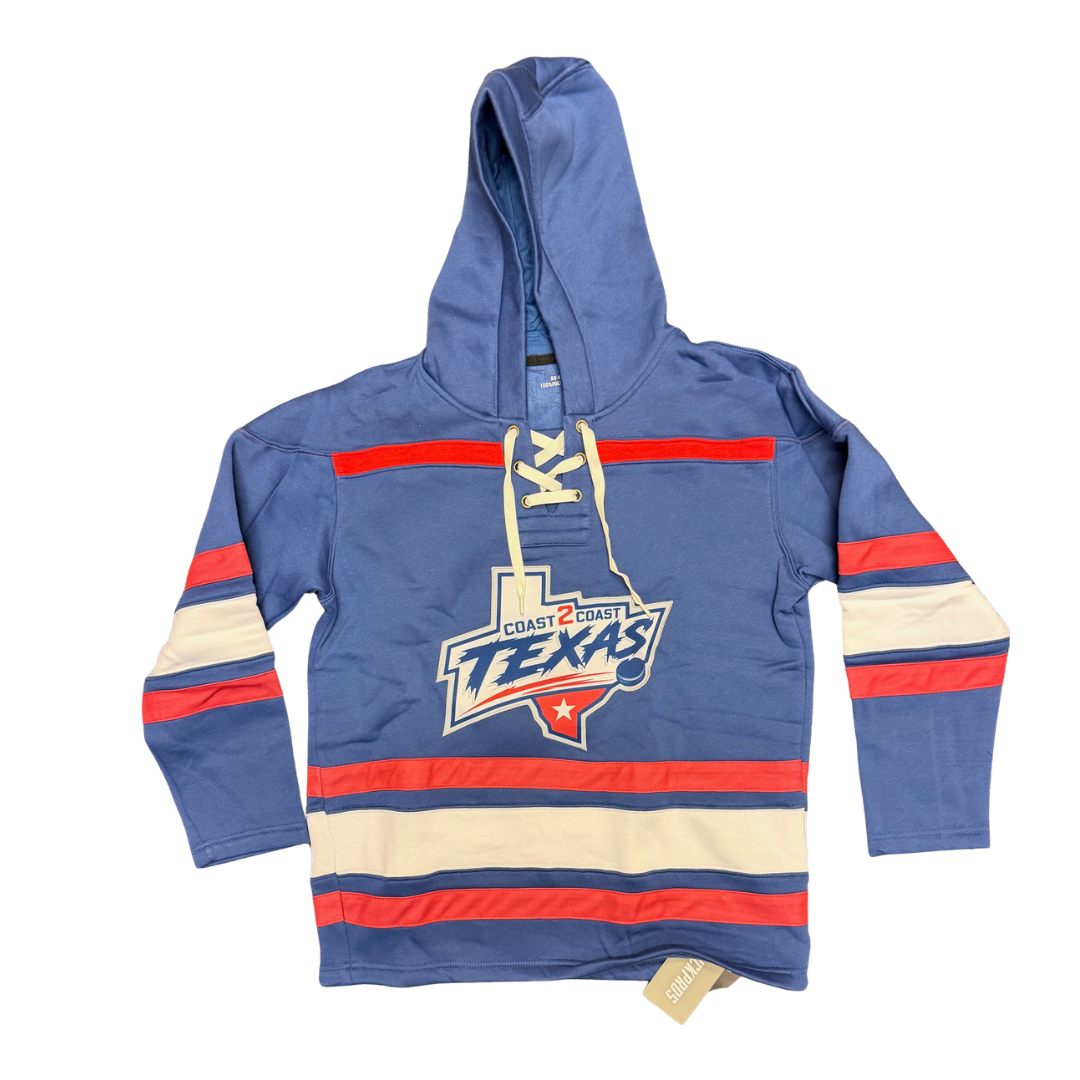 Blue ADULT C2C Texas Lace-Up Hockey Hoodie