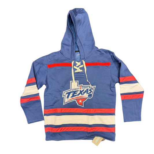 Blue YOUTH C2C Texas Lace-Up Hockey Hoodie